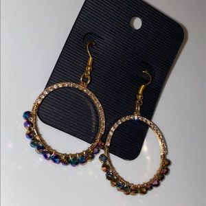 gem stone circled earrings